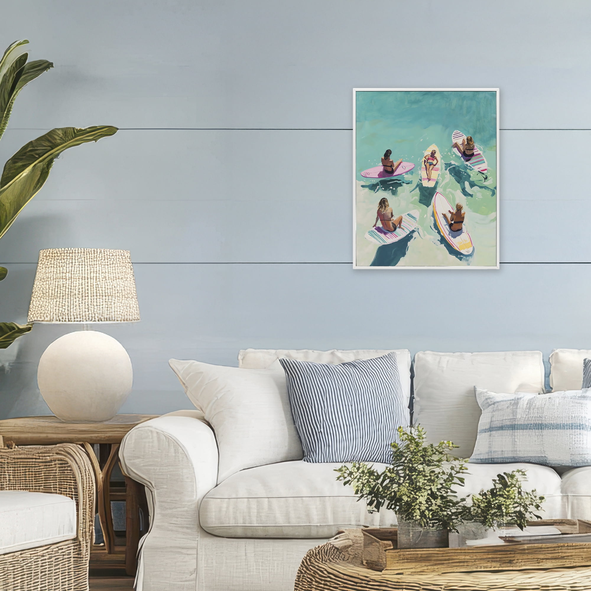 Stupell Industries Women Surfers at Turquoise Beach White Framed Giclee Art, design by The Prints Vibe