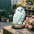 thumbnail image 5 of ICERUN Garden Statues,Resin White Owl Sculpture Garden Decorations,Piercing Owl Eyes Outdoor Statues,Style2, 5 of 7