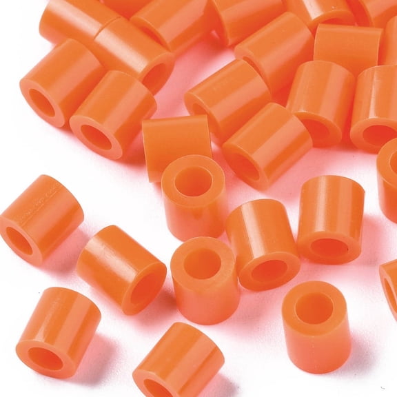 PE Beads DIY Melty Beads Tube Orange 5x5mm Hole: 3mm