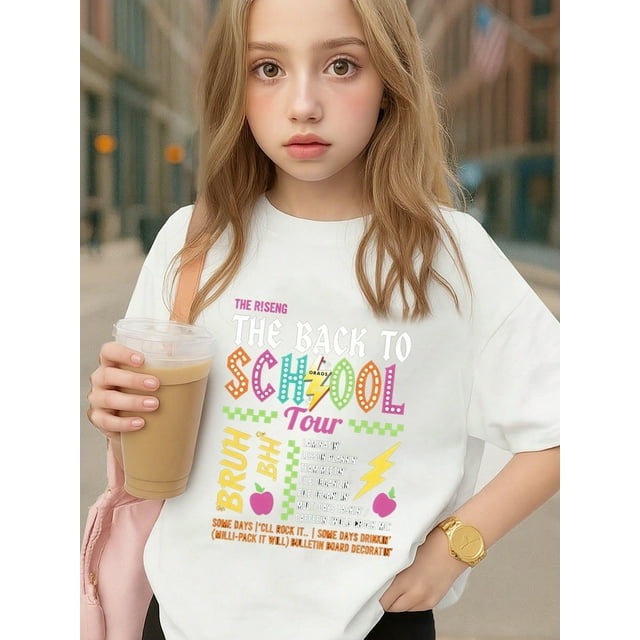 Young Boy's/Girls "School Humor Cotton Graphic Tees, Back To School Clothes Girls, Black Summer Tops With Funny Quote, Gift For First Day of School, , Casual, Lightweight" Kids Clothes Girl