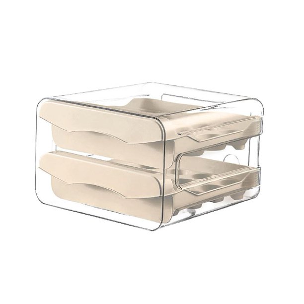 EZLIFE Caja de almacenamiento con soporte para huevos con ruedas automáticas para refrigerador Egg Organiz2024 Nevera W4R8