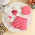 thumbnail image 2 of RMGVDSD Baby Girl Clothes Toddler Girls Summer Outfits Short Sleeve Floral T Shirts Tops And Skirt Shorts With Hat 3Pcs Set Cute Clothes Set, 2 of 4