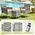 thumbnail image 4 of Lacoo 3 Pieces Outdoor Patio Furniture Gray PE Rattan Wicker Table and Chairs Set Bar Set with Cushioned Tempered Glass , Grey / Beige, 4 of 7