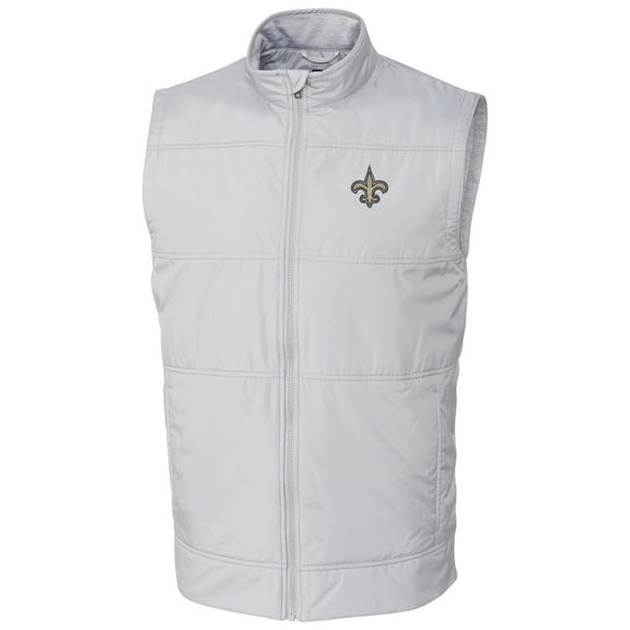 Men's Cutter & Buck Cream New Orleans Saints Stealth Full-Zip Vest