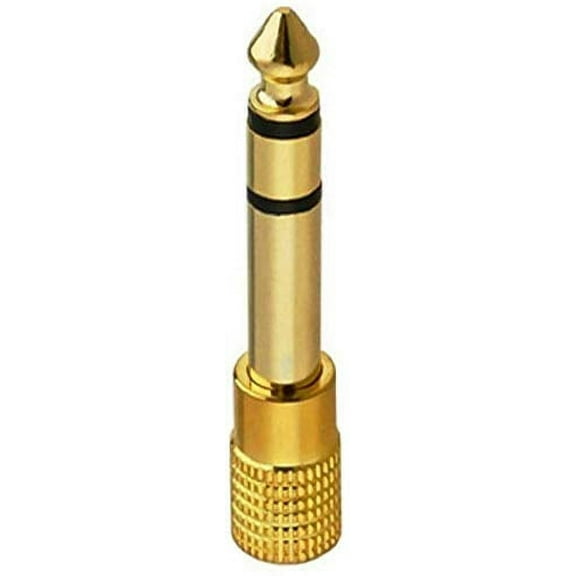 6.35mm to 3.5mm Stereo Adapter Gold (1 Pack, 6.35mm Male)