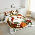 thumbnail image 3 of Manfei Xmas Cardinal Bird King Size Comforter Sets,Fruit Orange Bedding Comforter Set,Red Christmas Berry Bedding Set For Girl Teens,Breathable Home Decor Reversible,3 Pieces, 3 of 8