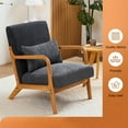 thumbnail image 3 of Mid-Century Modern Accent Chair,Arm Chair with Solid Wood Frame,Reading Chair with Pillow Upholstered,for Living Room Bedroom Sunroom(Dark Grey+Light Brown), 3 of 9