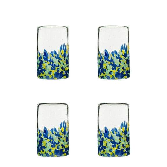 10 Strawberry Street Mazatlan Hiball Handblown Mexican Glass, Set of 4