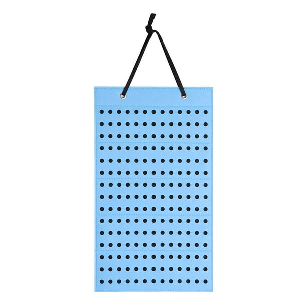 Bolsa de adornos para zapatos portátil, estante para colgar, práctico organizador de adornos para zapatos de fieltro azul claro