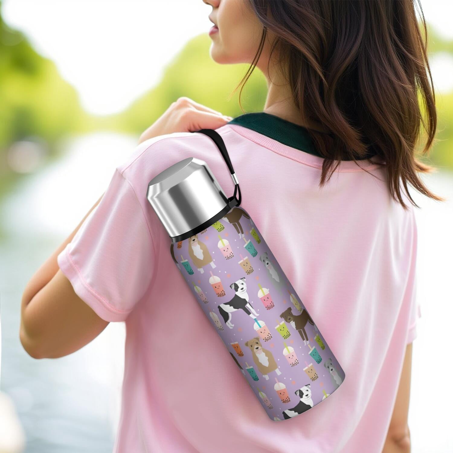 20 Oz Boxer Dog Pitbull Terriers Dog and Drinks Coffee Tumbler Double Wall Insulated Stainless Steel Water Bottle | Metal Reusable Thermoses Flask with Cup Cap | Leak & Sweat Proof with Anti-Dust Lid