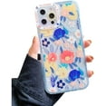 thumbnail image 1 of Compatible with iPhone 12Promax Phone Case Cute Elegant Flower Transparent Phone Case for Women Soft Silicone Shockproof Camera Protection Clear Cover Bumper(Blue), 1 of 6