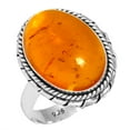 thumbnail image 1 of 925 Sterling Silver Ring For Women - Teens Orange Amber Gemstone Silver Ring Size 9 November Birthstone Simple Silver Ring Size 9 Easter Gift For Sister 925 Silver Gemstone Jewelry, 1 of 5