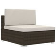 thumbnail image 4 of vidaXL 3 Piece Garden Sofa Set with Cushions Poly Rattan Brown, 4 of 11