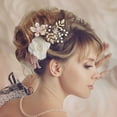 thumbnail image 7 of Elegant Wedding Hair Comb Bridal Accessory with Pearl Flower Rhinestone Decoration for Brides and, 7 of 7