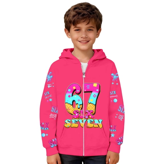 WAYUTE Sweatshirts for Girls Cartoon Graphic Zip Up Hoodie Long Sleeve Pullover with Anime Print for Kids Casual Wear and Outdoor Activities