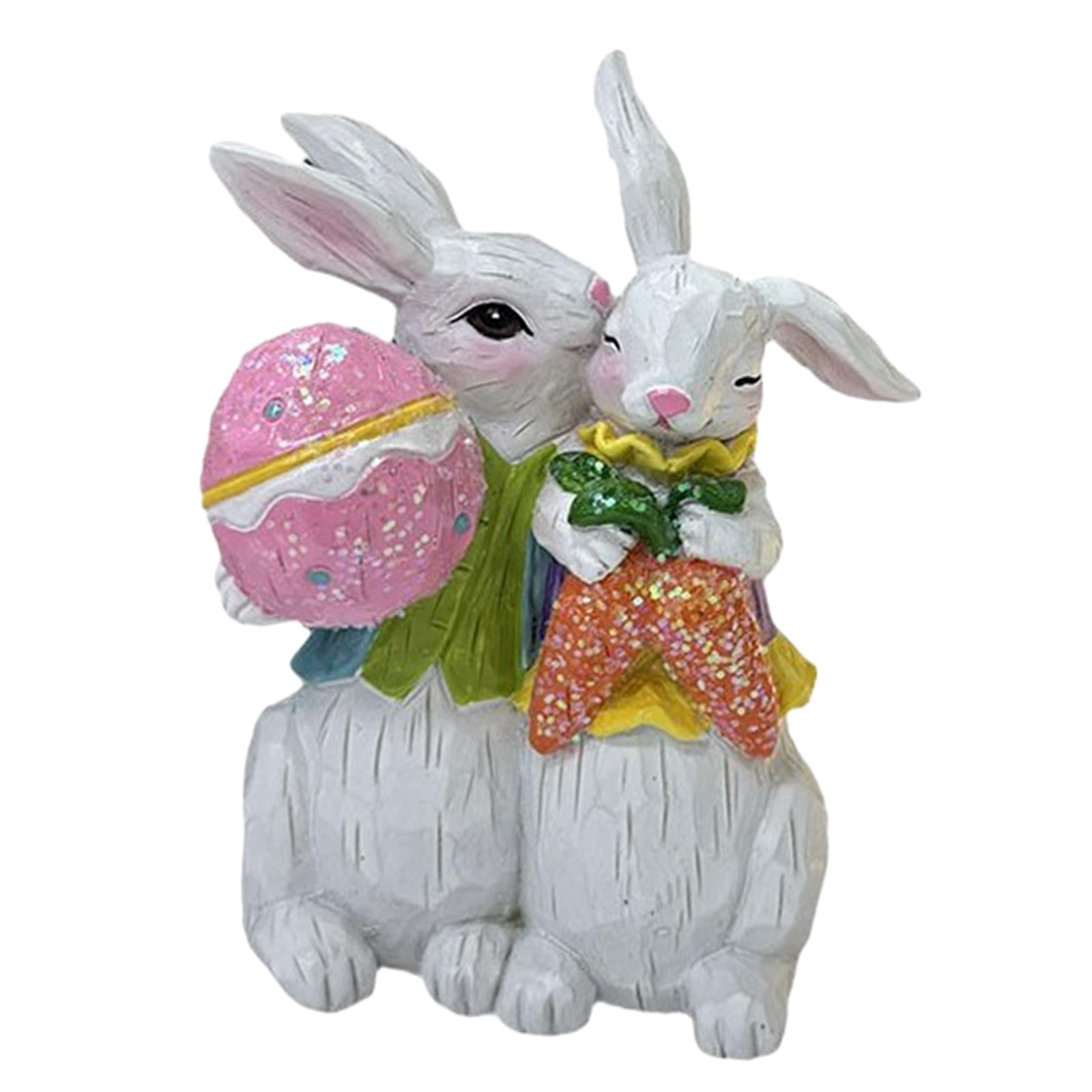 TISHITA Easter Resin Figure Cute Easter Decor Animal Sculpture for Garden Desk Table
