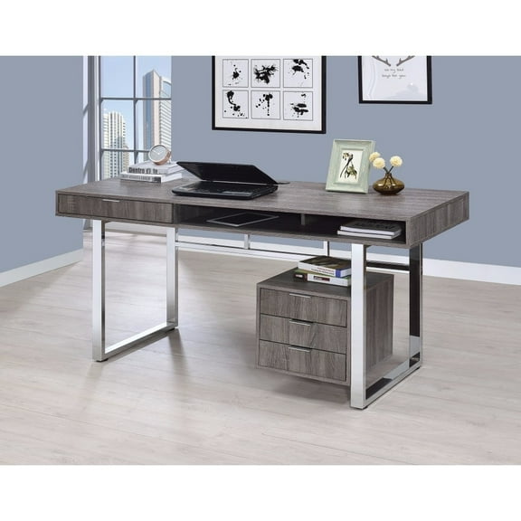 Whitman 4-drawer Writing Desk Weathered Grey