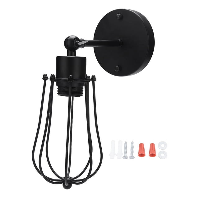 E27 90-250V Aplique de estilo retro Lámpara de pared con jaula de hierro para cafetería Bar Pasillo