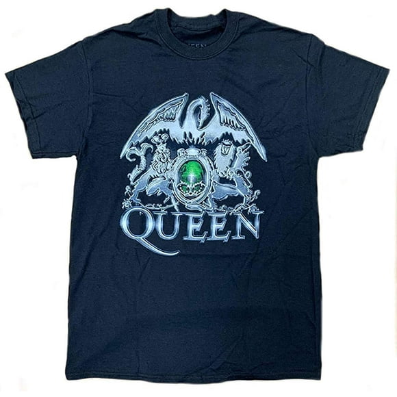 Queen T-Shirt à Manches Courtes avec Écusson en Métal pour Hommes