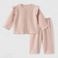 thumbnail image 5 of Loopsun Toddler Girls Long Sleeve Round Neck Shirts Ruffle Sleeve Cardigan and Pants Casual Outfit Pink, 3-4 Years, 5 of 5