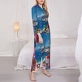 thumbnail image 3 of Pofeuu Colorful Mediterranean Village Print Womens Pajamas Set Long Sleeve Sleepwear Button Down Nightwear Soft Pj Lounge Sets Button Down Pajamas Women-Small, 3 of 7