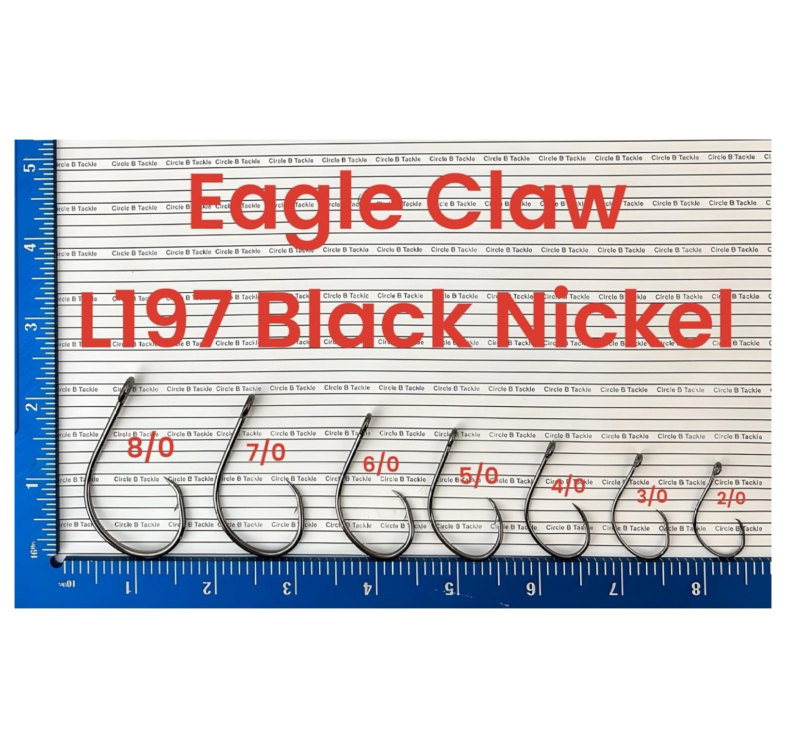 Eagle Claw L197 Circle Hook Black Finish, Offset Circle Hook Sizes 2/0 to 8/0 in 50 and 100 Packs