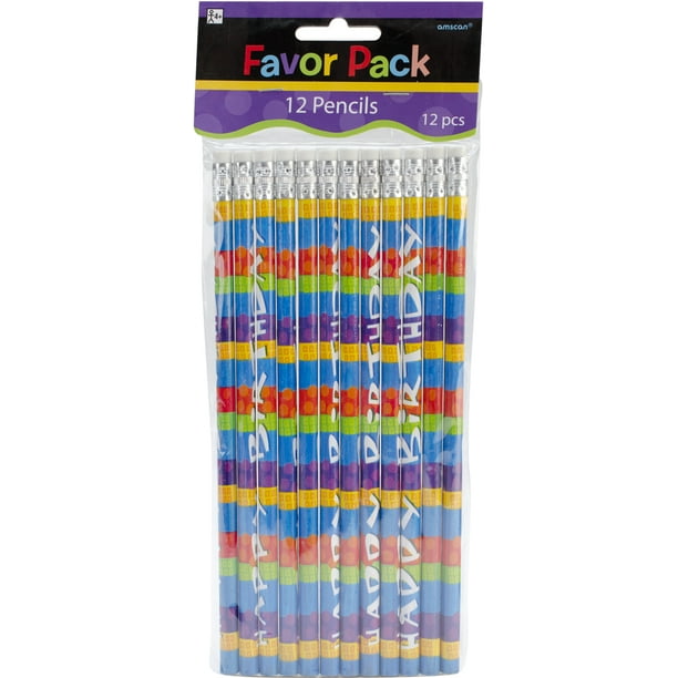 Crayons de Joyeux Anniversaire Faveur de Fête Pack de 12