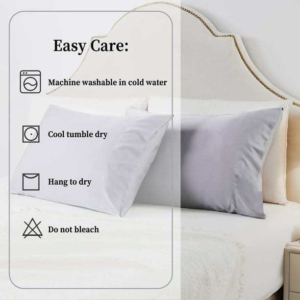 Bamboo Pillowcase Bedding Pillow Cases Queen Pillow Case Set of 2 Cooling Bed Pillowcases with Envelope Closure Soft Cool Luxury Great for Hair