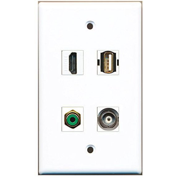 RiteAV - 1 Port HDMI 1 Port RCA Green 1 Port USB A-A 1 Port BNC Wall Plate