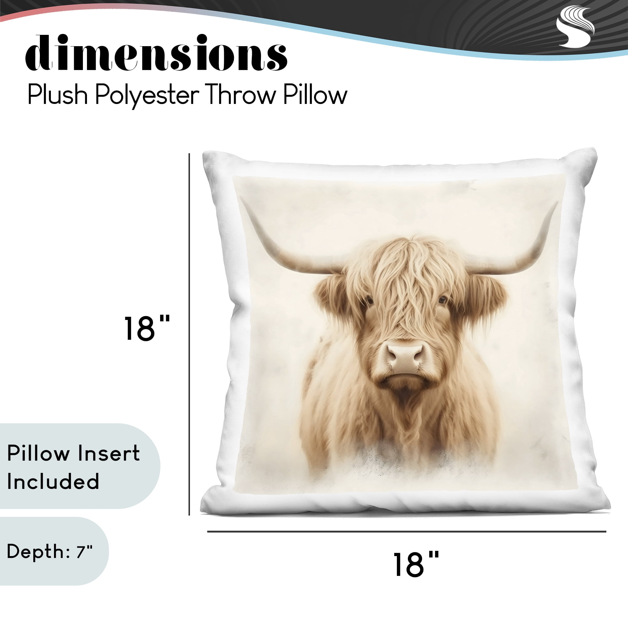 Stupell Industries Dreamy Fluffy Highland Portrait Decorative Printed Throw Pillow, design by Creative Studio, 18 x 7 x 18