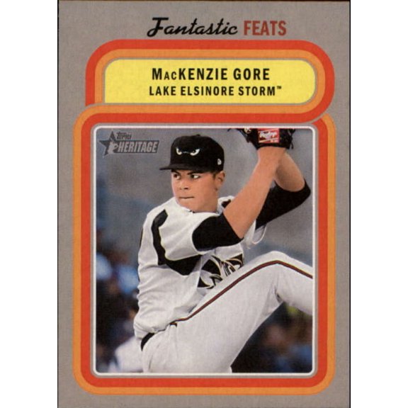 Collectible 2019 Topps Heritage Minors Fantastic Feats #FF-16 MacKenzie Gore RC Rookie Lake Elsinore Storm Baseball Trading Card