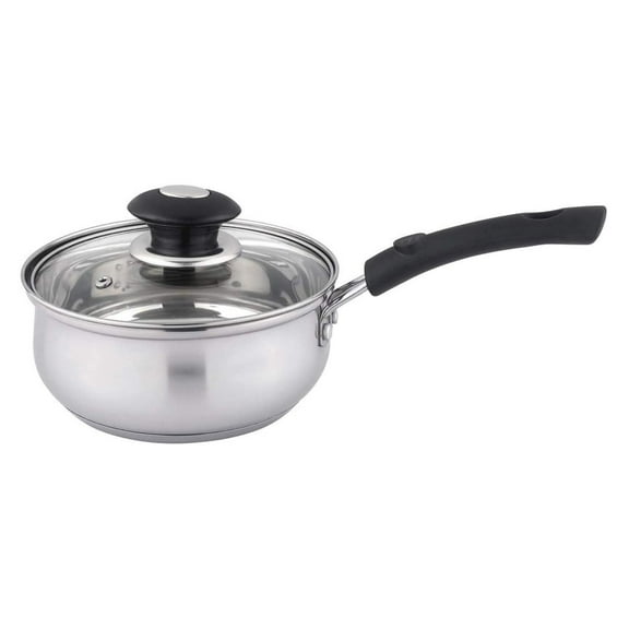 Stainless Steel 1.0 Quart Saucepan with Glass Lid for All Kitchen Use (1.0 Quart)