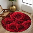 thumbnail image 2 of Round Rug 5Ft Washable Non-Slip, Red Roses Circle Area Rugs for Living Room Bedroom, Valentine's Day Flowers Floral Vintage Indoor Floor Mats Carpet Runner for Home Decor Aesthetic, 2 of 8