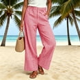 thumbnail image 2 of Edvintorg Wide Leg Pants Woman Cotton Ruched High Waisted Flowy Loose Casual Trousers Women Clothing Red XL, 2 of 8