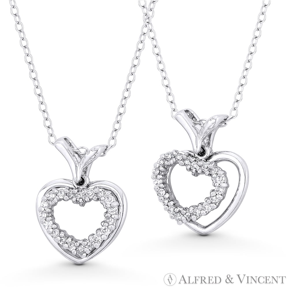 Double-Heart CZ Crystal Pave Pendant 