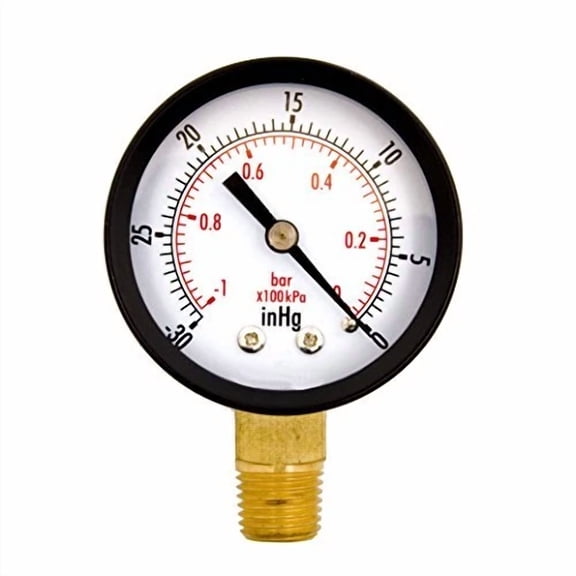 Hfs 2" Dry Utility Vacuum Pressure Gauge Steel 1/4" Npt Lower Mount; -30Hg/0Psi