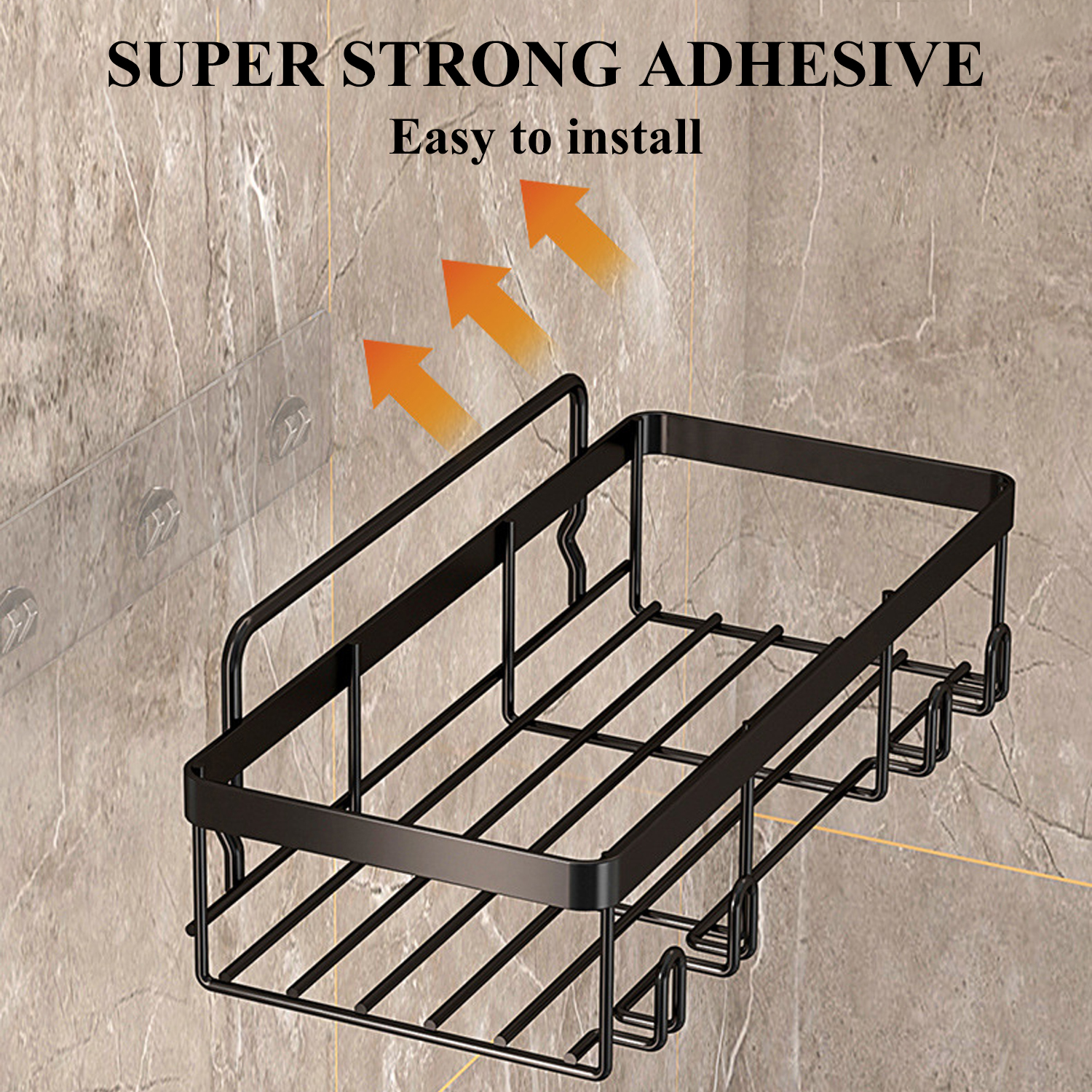 PHANCIR 6-Piece Shower Caddy, Wall Mount, Black photo 4
