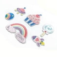 thumbnail image 1 of Un juego de 6 lindas pegatinas de tela de arcoíris, cohete espacial, pequeñas pegatinas decorativas bordadas frescas, 1 of 4