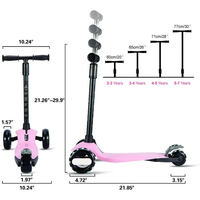 status telefon klistermærke 3 Wheels Kick Scooter for Kids and Toddlers Girls & Boys, Adjustable  Height, Learn to Steer with Extra-Wide PU LED Flashing Wheels for Children  from 2 to 7 Year-Old, Pink - Walmart.com