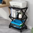 thumbnail image 3 of Gymax Mobile Printer Stand 3 Tier Storage Shelves Printer Cart w/ Pads Black, 3 of 10