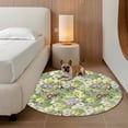 thumbnail image 2 of Green Botanical Round Area Rug 7Ft Washable Circle Rugs for Dorm Laundry Room, Spring Floral Summer Botanical Rustic Non-Slip Carpet Floor Mats Indoor Outdoor Carpet Runner Aesthetic Home Decor, 2 of 8