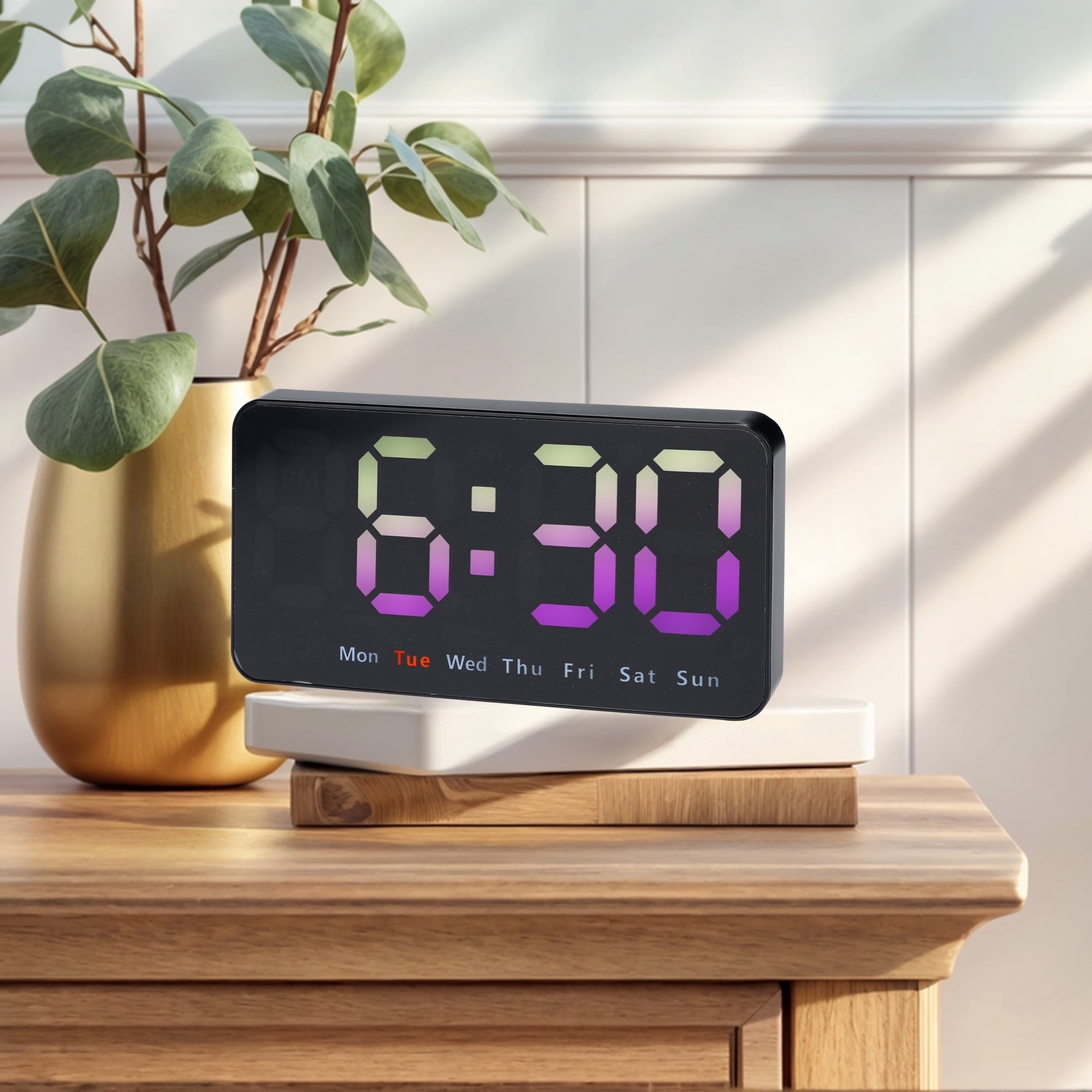 Unique Bargains Digital Dual Alarm Clock Dimmable Wall Clocks Pink