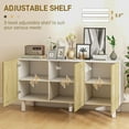 thumbnail image 5 of BAIVAKON Sideboard Buffet Cabinet, Kitchen Cabinet, Coffee Bar Cabinet with 3 Rattan Doors and Adjustable Shelves, White and Natural, 5 of 9