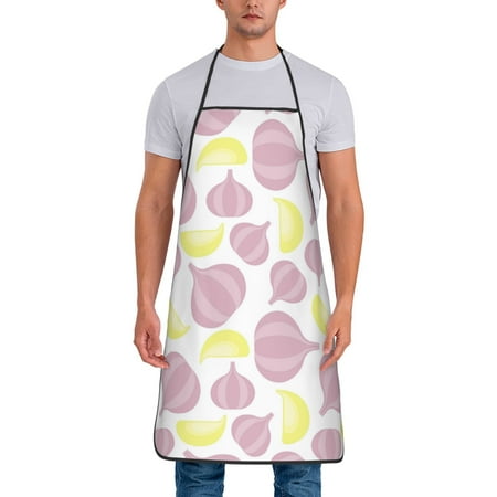 

Chef Aprons for Men and Women - cartoon garlic cloves Oil-Resistant Bib Aprons for Cooking Waterproof BBQ Grilling Kitchen Aprons Gifts for Women and Men