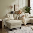 thumbnail image 4 of Soscana 105" Sectional Sofa Couch with Double Chaises for Living Room,Chenille U Shaped 4 Seater,Fits for Living Room,Apartment,Office,Studio, Beige, 4 of 10