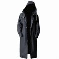 thumbnail image 1 of Men's Long Raincoat Waterproof Reusable Rain Poncho With Hood Hiking Fishing Rain Jacket, Suitable For 70-85kg(1pcs, Black), 1 of 5