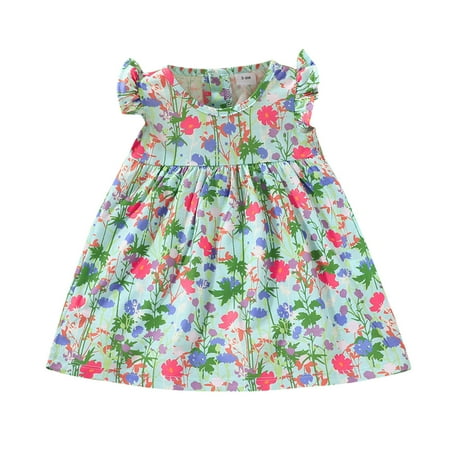 

dmqupv Toddler Wedding Dress Sleeve Frill Sleeve Girls Dresses Princess Dress Vacation Beach Girl Dresses 3 Years K 6-9 Months