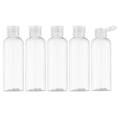 thumbnail image 1 of Botellas de viaje PET Laklulu, transparentes, de tamaño pequeño, con tapa abatible, para artículos de tocador, champú, acondicionador y loción, paquete de 5, 100 ml, 1 of 6
