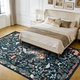 thumbnail image 3 of Washable Area Rug, Non-Slip Low Pile Stain Resistance Rug with Peacock and Deer, Animal Carpet for Living Room, Bedroom, Dining Room, 3 of 8