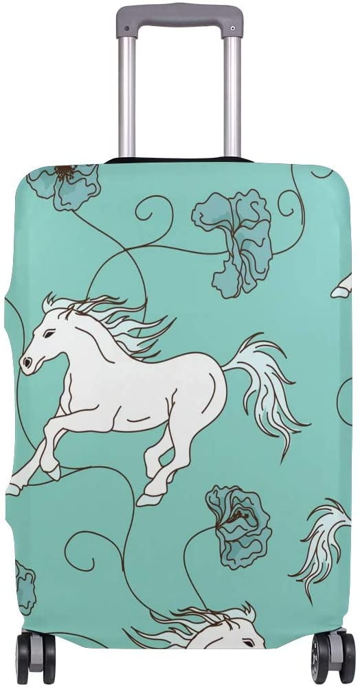 Luggage Cover Racing Horses And Flowers 